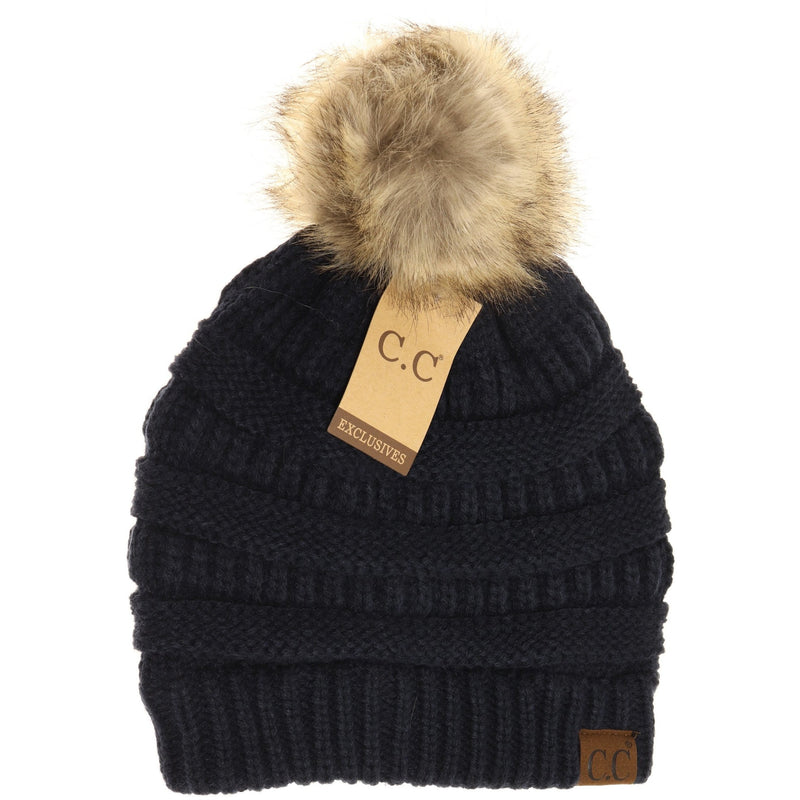 Fur Pom CC Beanie