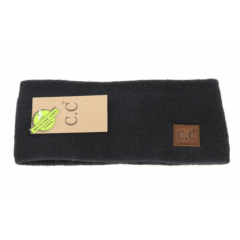 Soft Ribbed Leather Patch C.C. Head Wrap