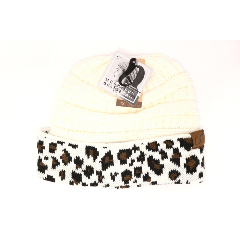 Matching Cuff Leopard Print CC Beanie Tail