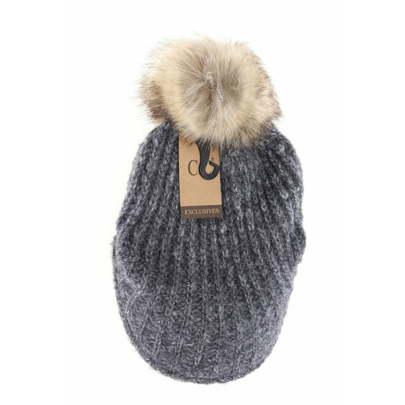 Knitted Brim C.C Beanie with Pom