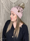 Leopard Pattern Fur Pom Beanie