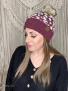 Leopard Pattern Fur Pom Beanie