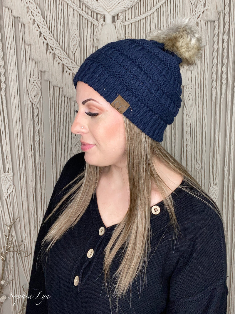 Fur Pom CC Beanie