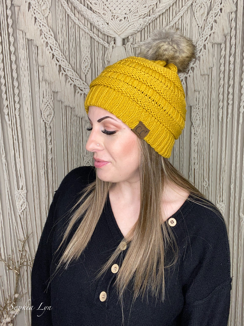 Fur Pom CC Beanie