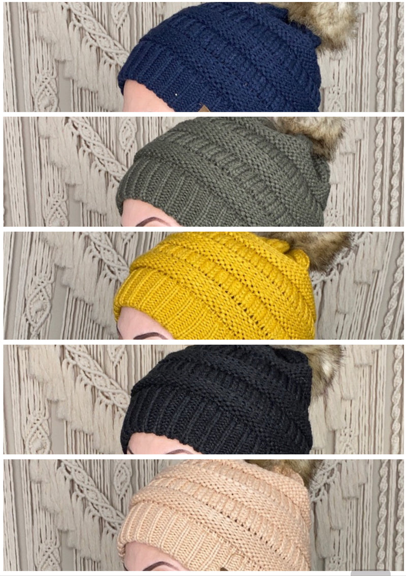 Fur Pom CC Beanie