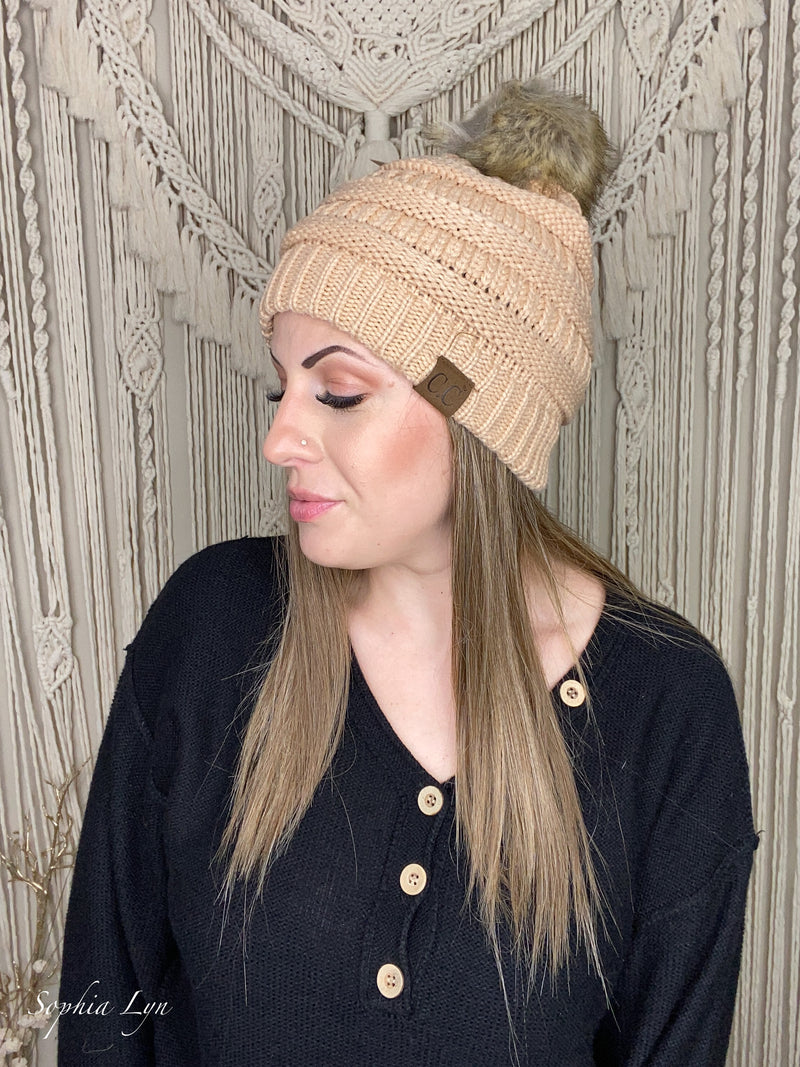 Fur Pom CC Beanie