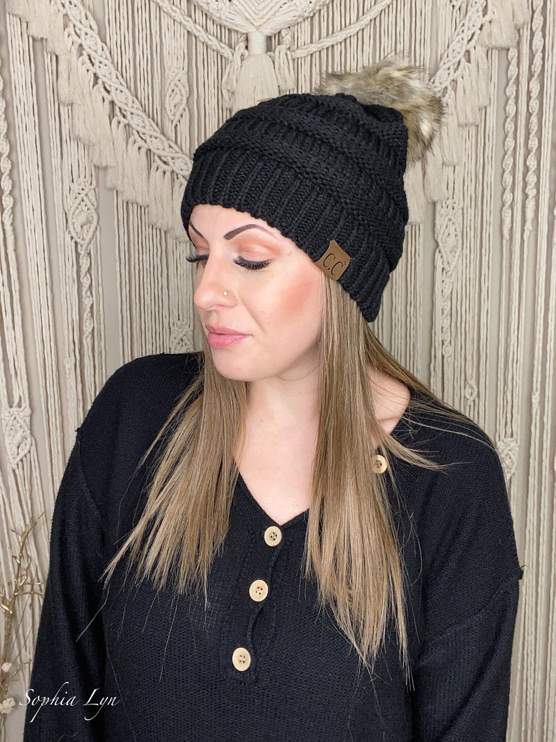 Fur Pom CC Beanie