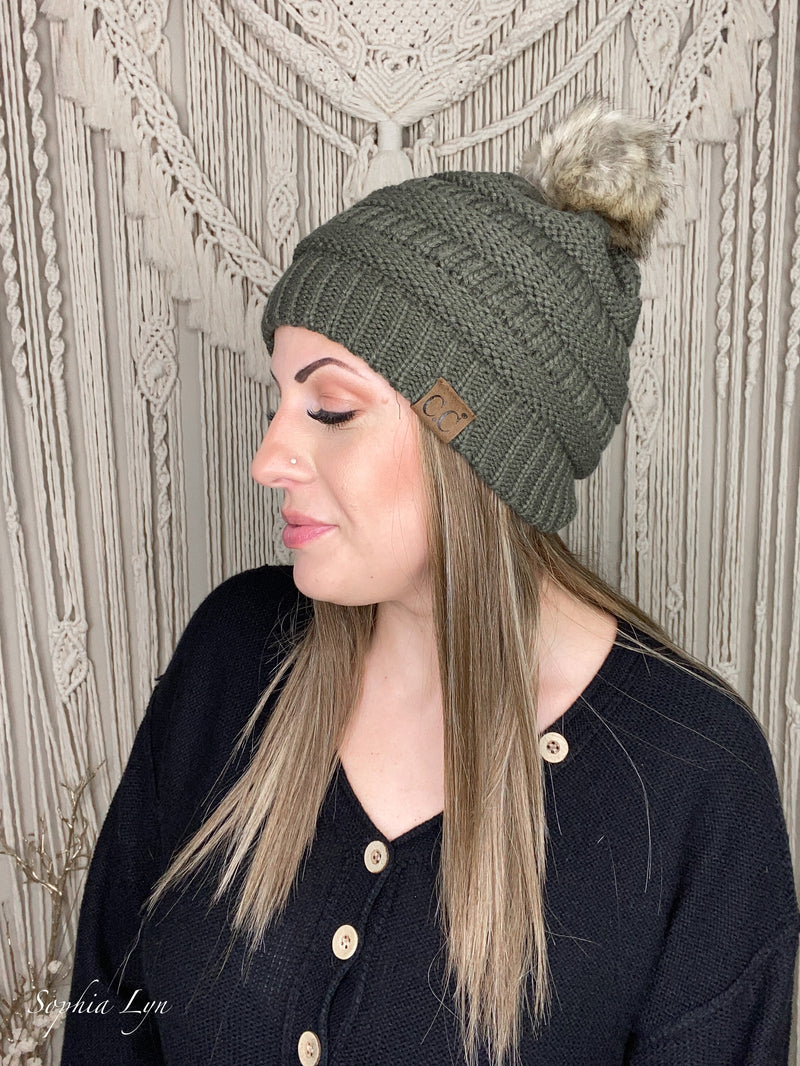 Fur Pom CC Beanie