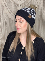 Leopard Pattern Fur Pom Beanie